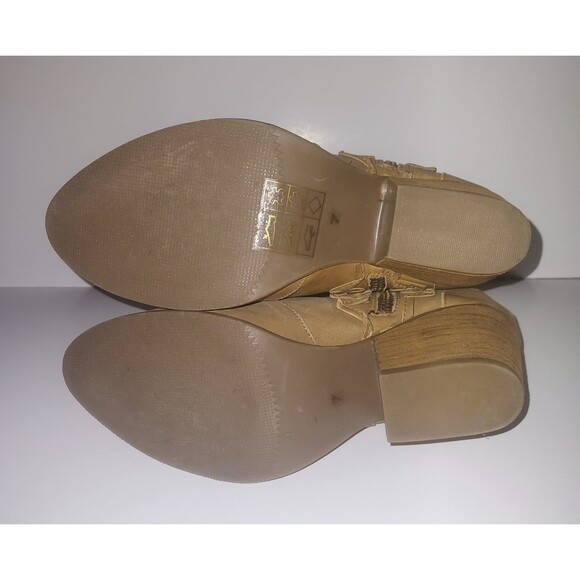 Ladies 7 Musse & Cloud Anthropologie Tan Leather Western Double Zip Ankle Boots - Picture 5 of 8